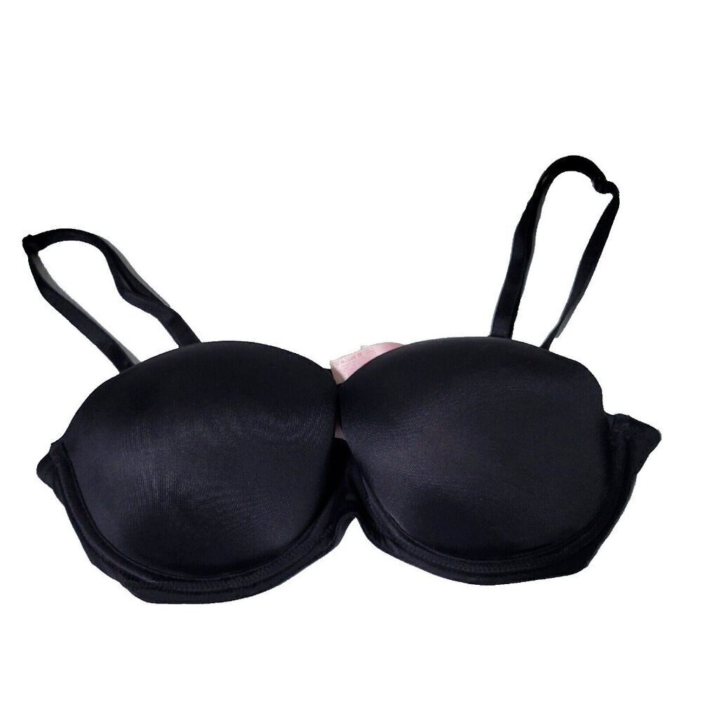 PINK Victoria's Secret Bra 34C Smooth Black Wear Everywhere Push Up Strapless